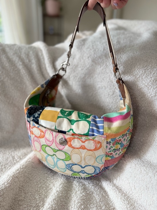 Vintage Y2K Coach Patchwork Hamptons Hobo Scribble Shoulder Bag Purse Floral - Picture 10 of 16